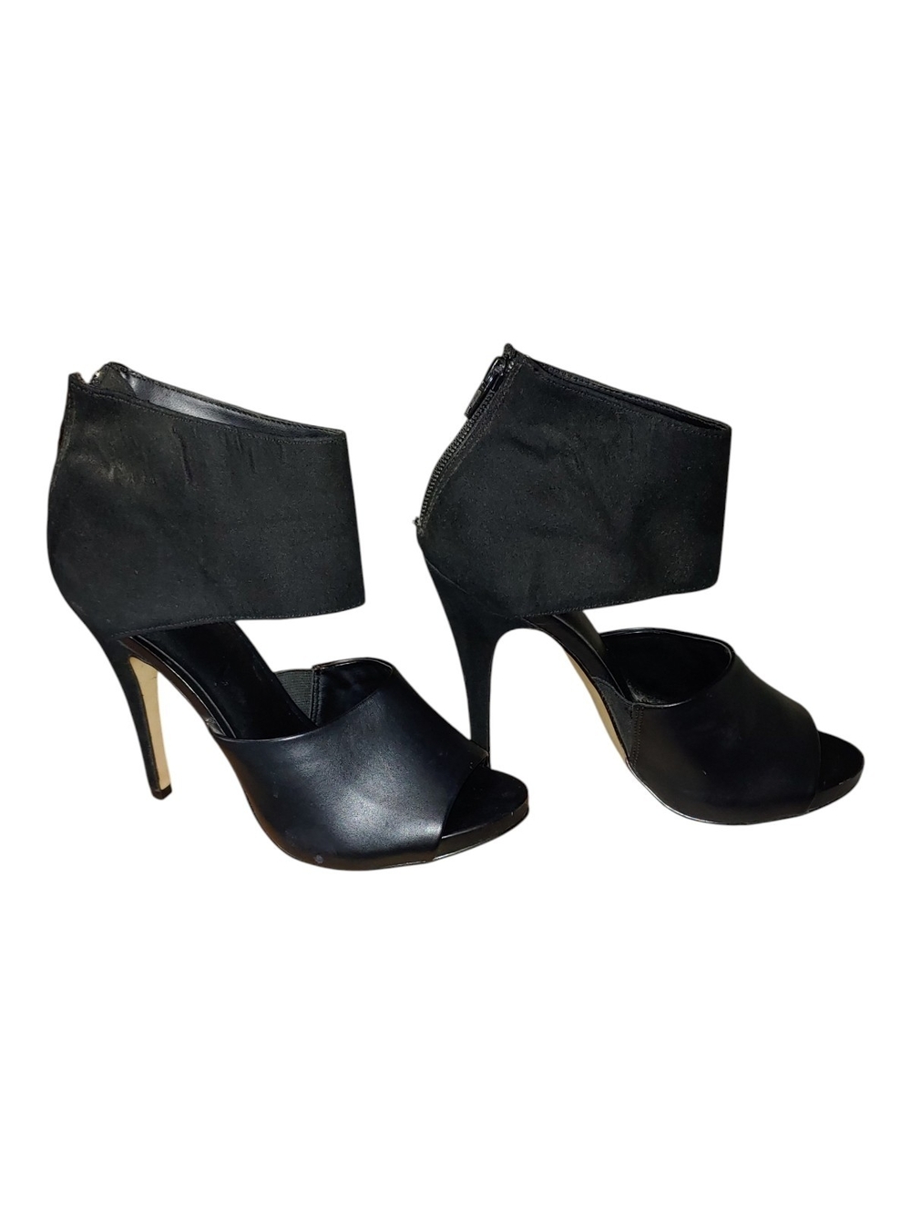Black High Heel Peep-Toe Ankle Strap Heels